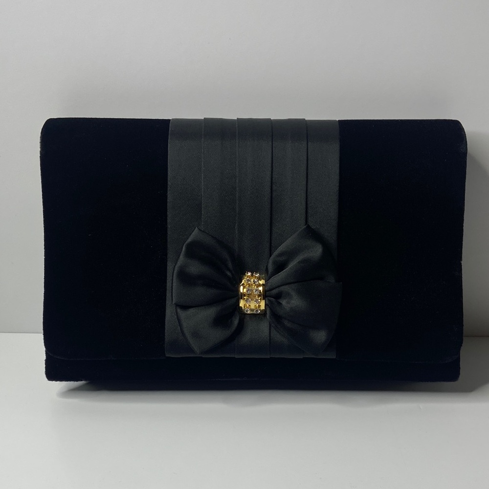 Chic Black Velvet Clutch with Bow by [Brand]